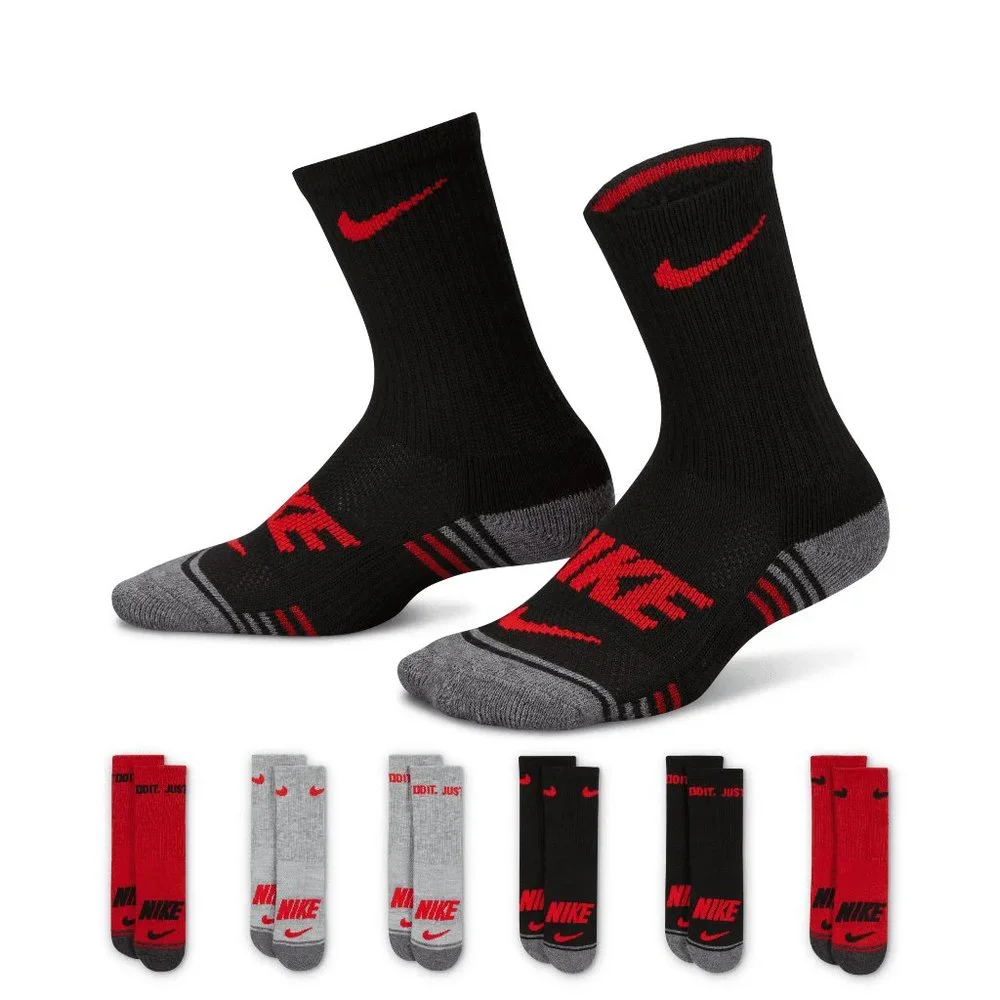 Nike Little Kids' Crew Socks (6 Pack). Brand New. Little kids Size: 7c - 10c.